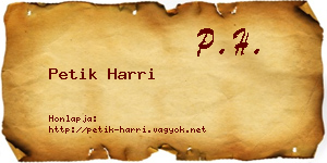 Petik Harri névjegykártya
